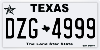TX license plate DZG4999
