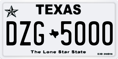 TX license plate DZG5000