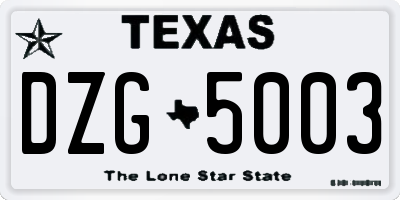 TX license plate DZG5003
