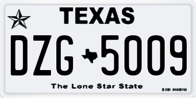 TX license plate DZG5009