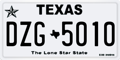 TX license plate DZG5010