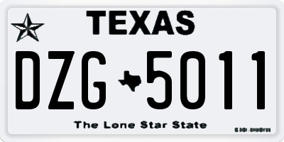 TX license plate DZG5011