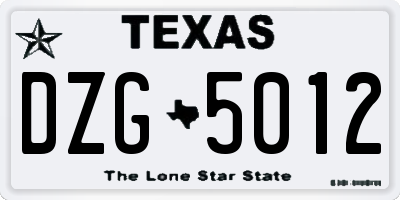 TX license plate DZG5012