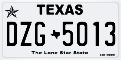 TX license plate DZG5013
