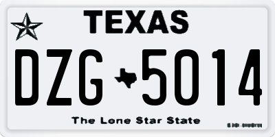 TX license plate DZG5014