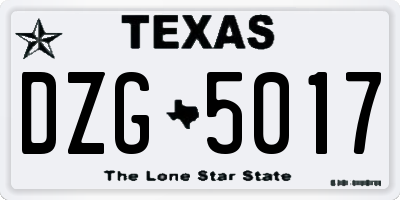 TX license plate DZG5017