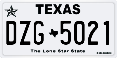 TX license plate DZG5021