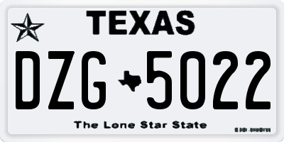 TX license plate DZG5022