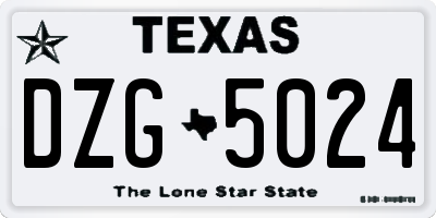 TX license plate DZG5024
