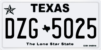 TX license plate DZG5025