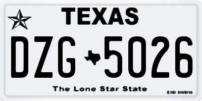 TX license plate DZG5026