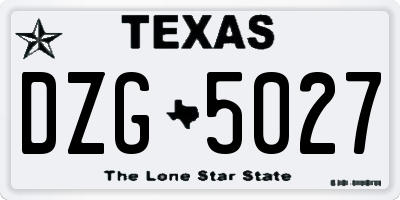 TX license plate DZG5027
