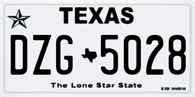 TX license plate DZG5028