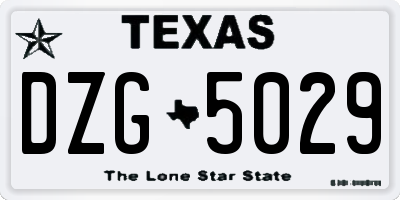 TX license plate DZG5029