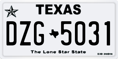 TX license plate DZG5031