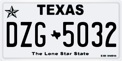 TX license plate DZG5032