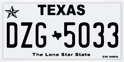 TX license plate DZG5033