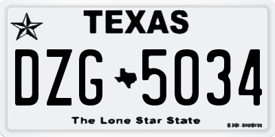 TX license plate DZG5034