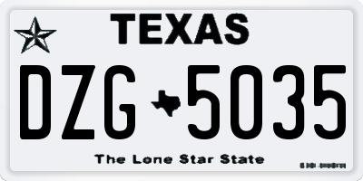 TX license plate DZG5035