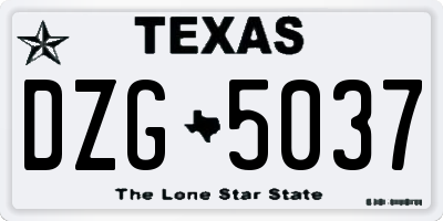 TX license plate DZG5037