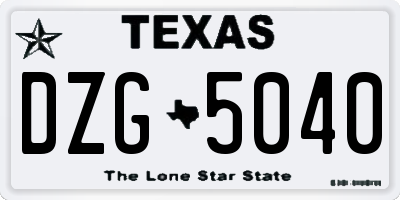 TX license plate DZG5040