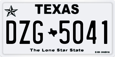 TX license plate DZG5041