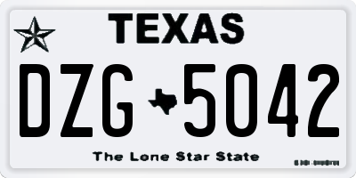 TX license plate DZG5042