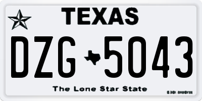 TX license plate DZG5043