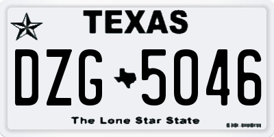 TX license plate DZG5046