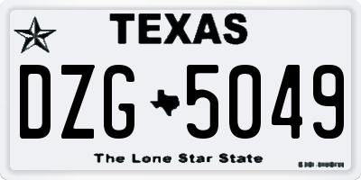 TX license plate DZG5049