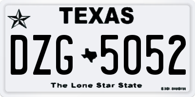 TX license plate DZG5052