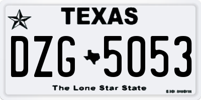TX license plate DZG5053