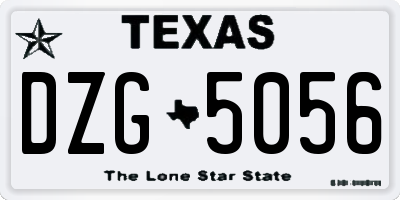TX license plate DZG5056