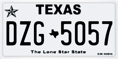 TX license plate DZG5057