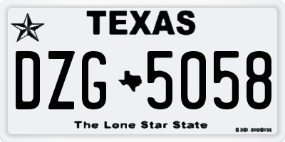 TX license plate DZG5058