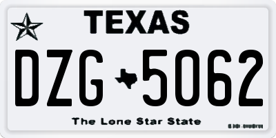 TX license plate DZG5062