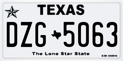 TX license plate DZG5063