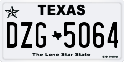 TX license plate DZG5064