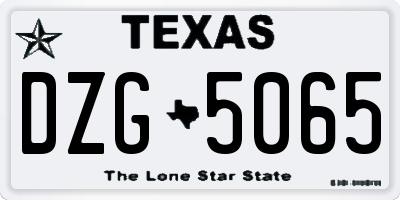 TX license plate DZG5065