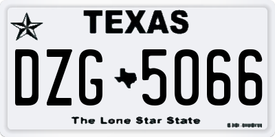 TX license plate DZG5066