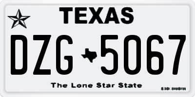 TX license plate DZG5067