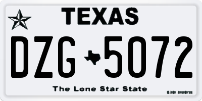 TX license plate DZG5072