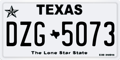 TX license plate DZG5073