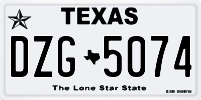 TX license plate DZG5074