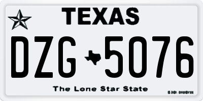 TX license plate DZG5076