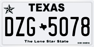 TX license plate DZG5078