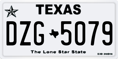 TX license plate DZG5079