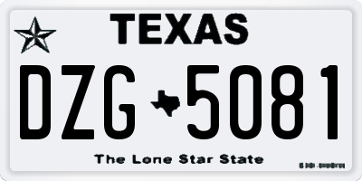 TX license plate DZG5081