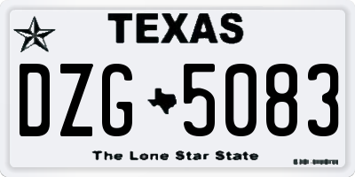 TX license plate DZG5083