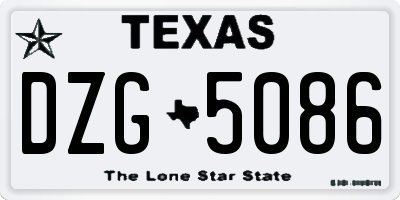 TX license plate DZG5086